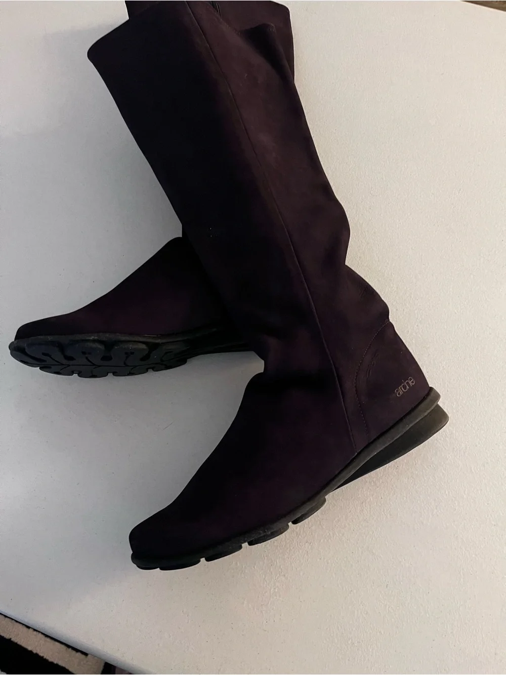 Arche Tall Suede Boots in Plum